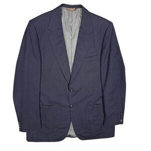 Samuelsohn Blazer Wool Sport Coat Navy Blue Metal Buttons 42L